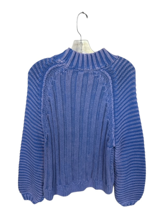 Free People Size S Purple Cotton Mock Neck Chunky Knit Long Sleeve Sweater Purple / S