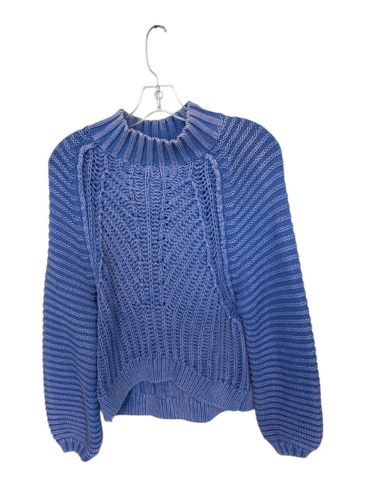 Free People Size S Purple Cotton Mock Neck Chunky Knit Long Sleeve Sweater Purple / S