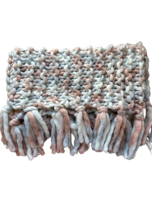 Free People White & Peach Acrylic Crochet Chunky Fringe Infinity scarf White & Peach / One Size