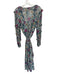 Veronica Beard Size 10 Teal & Purple Silk Long Sleeve Botanical Slip Incl Dress Teal & Purple / 10