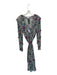 Veronica Beard Size 10 Teal & Purple Silk Long Sleeve Botanical Slip Incl Dress Teal & Purple / 10