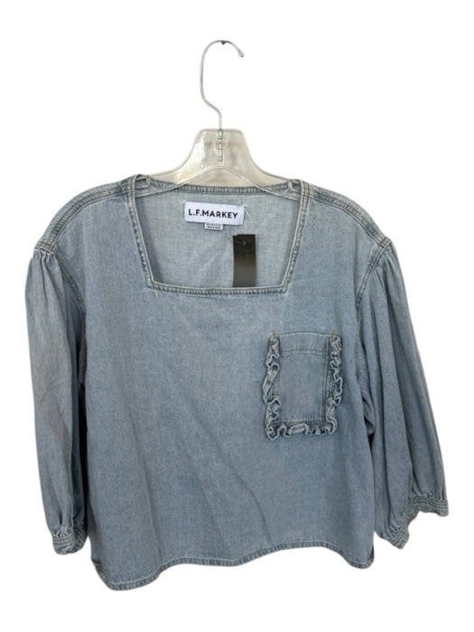 L.F. Markey Size 4 Light Wash Cotton Long Balloon Sleeve Front Pocket Top Light Wash / 4