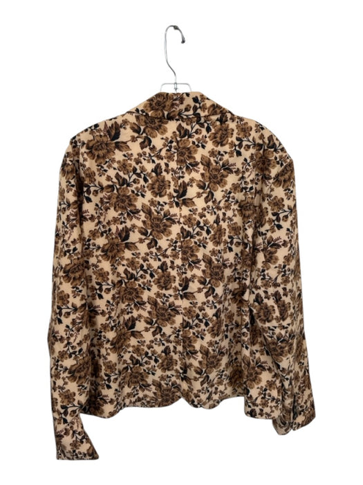 Free People Size 4 Tan & Brown Polyester Long Sleeve Flowers One Button Jacket Tan & Brown / 4