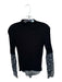 Veronica Beard Size S Black & Blue Viscose Blend Long Sleeve Ribbed Flowers Top Black & Blue / S