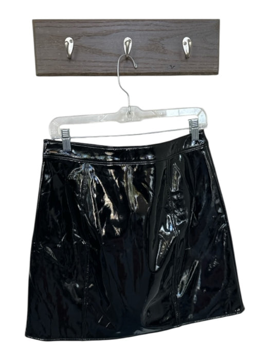 J. Crew Size 8 Black Faux Patent Leather Side Zip Mini Skirt Black / 8