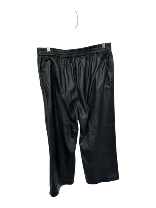 Hugo Boss Size 8 Black Vegan Leather High Waist Elastic Waist Wide Leg Pants Black / 8
