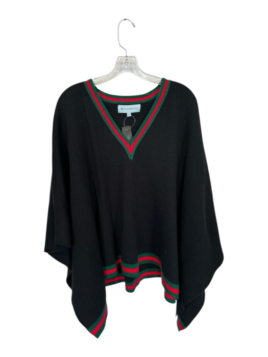 Tuckernuck Size One Size Black Red & Green Acrylic Batwing V Neck Sweater Black Red & Green / One Size