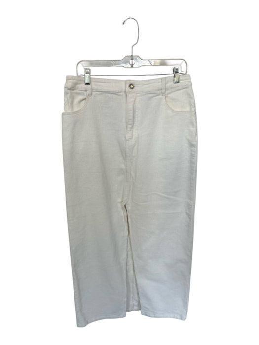 Asos Size 10 Off White Corduroy High Waist Slit Maxi Skirt Off White / 10