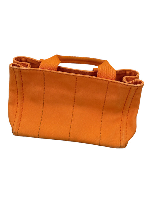 Prada Orange Canvas Top Handles Logo Tote Bag Orange / M