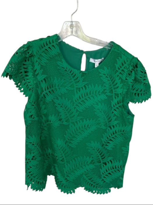 Milly Size L Kelly Green Polyester Leaves short sleeve Top Kelly Green / L