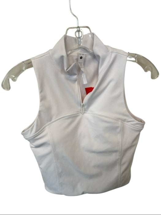 Goldhinge Size M White Sleeveless Half Zip Cropped Athletic Top White / M
