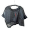 animale Size S Gray Silk Short Sleeve Grid Button Down Top Gray / S