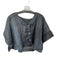 animale Size S Gray Silk Short Sleeve Grid Button Down Top Gray / S