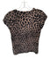 Joie Size L Black & Amber Silk Cheetah V Neck Short Sleeve Top Black & Amber / L