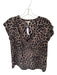 Joie Size L Black & Amber Silk Cheetah V Neck Short Sleeve Top Black & Amber / L