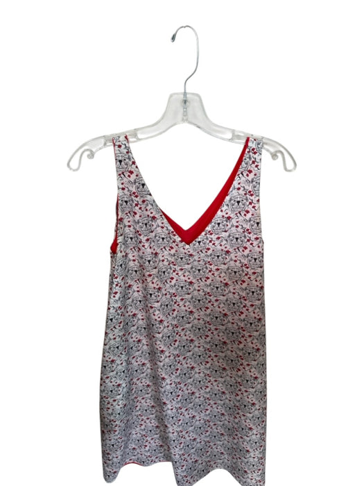 Size Est S White & Red Polyester Sleeveless Bulldog Dress White & Red / Est S