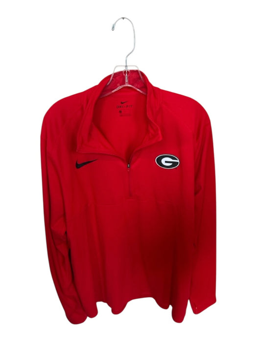 Nike Red & Black Polyester UGA Half Zip Athletic Men's Pullover Red & Black / XL
