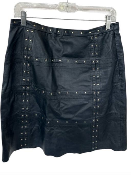 Worth Size 10 navy & gold Leather Studded Side Zip Pencil Skirt navy & gold / 10