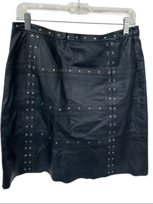 Worth Size 10 navy & gold Leather Studded Side Zip Pencil Skirt navy & gold / 10