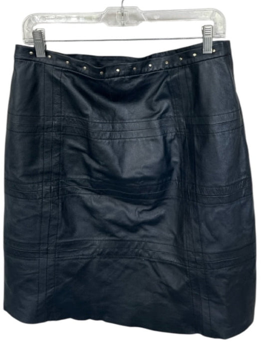 Worth Size 10 navy & gold Leather Studded Side Zip Pencil Skirt navy & gold / 10