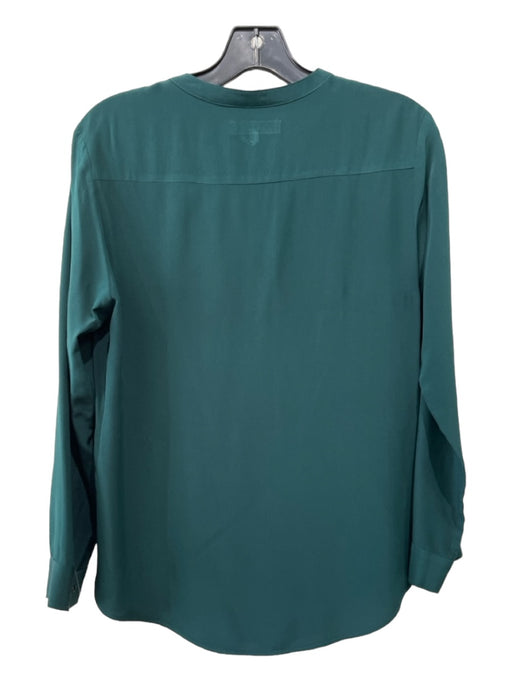 Sandro Size 2 Dark Green & Black Silk Long Sleeve Half Button Front Pocket Top Dark Green & Black / 2