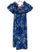 La Double J Size S Blue & White Print Cotton Floral Abstract Off Shoulder Dress Blue & White Print / S