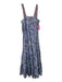 Mi Golondrina Size S/M Blue Print Cotton Floral Sleeveless Maxi Dress Blue Print / S/M