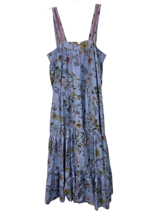 Mi Golondrina Size S/M Blue Print Cotton Floral Sleeveless Maxi Dress Blue Print / S/M