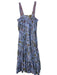 Mi Golondrina Size S/M Blue Print Cotton Floral Sleeveless Maxi Dress Blue Print / S/M
