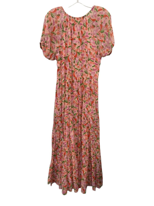 Banjanan Size 8 Pink, Red, Green Cotton Floral Short Sleeve Maxi Dress Pink, Red, Green / 8