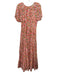 Banjanan Size 8 Pink, Red, Green Cotton Floral Short Sleeve Maxi Dress Pink, Red, Green / 8