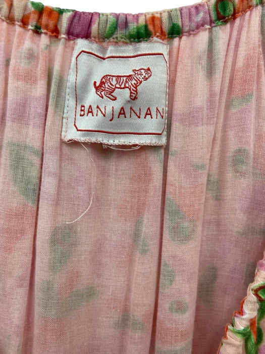 Banjanan Size 8 Pink, Red, Green Cotton Floral Short Sleeve Maxi Dress Pink, Red, Green / 8