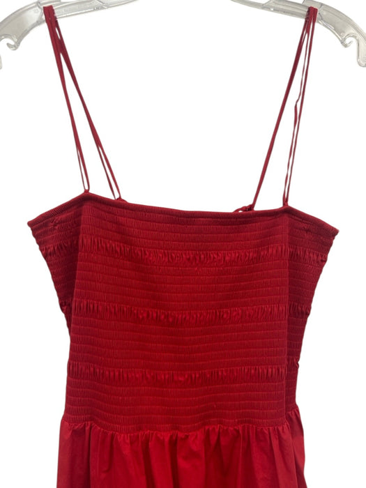 COS Size 1 Red Cotton Smocked Tie Sleeve Maxi Dress Red / 1