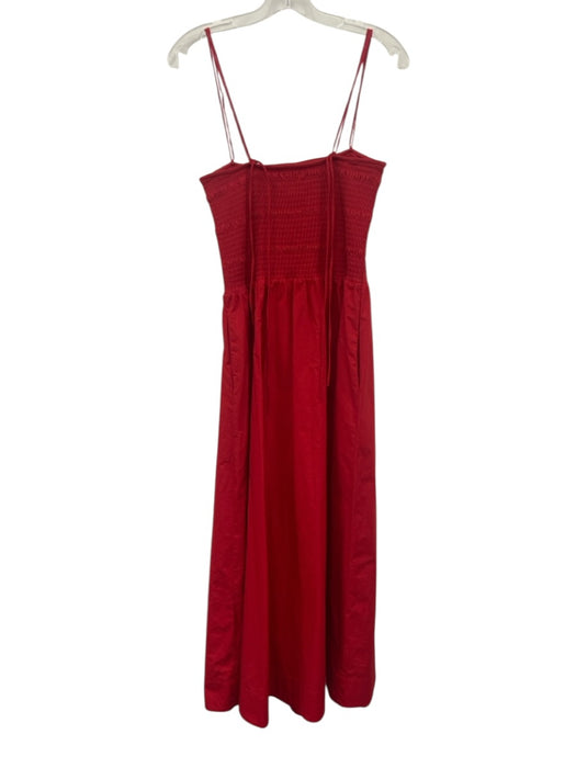 COS Size 1 Red Cotton Smocked Tie Sleeve Maxi Dress Red / 1