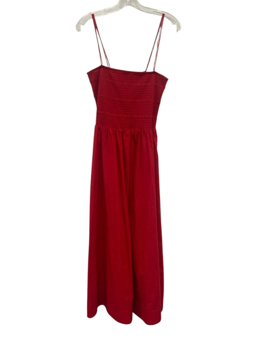 COS Size 1 Red Cotton Smocked Tie Sleeve Maxi Dress Red / 1