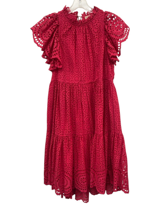 Ulla Johnson Size 2 Fuschia Pink Cotton Eyelet Cap Sleeve Dress Fuschia Pink / 2