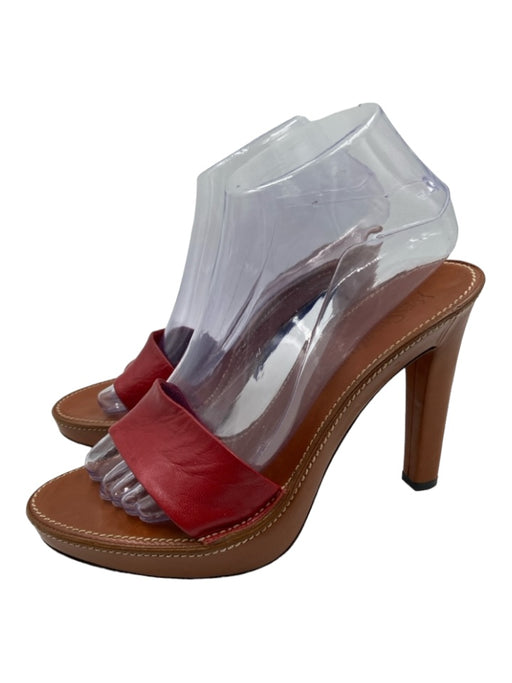 Yves Saint Laurent Shoe Size 38 Brown & Red Leather open toe Platform Pumps Brown & Red / 38