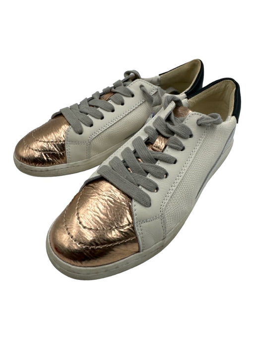 Dolce Vita Shoe Size 8.5 White, Black & Gold Leather metalic lace up Sneakers White, Black & Gold / 8.5