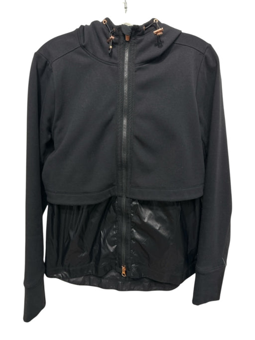 Athleta Size S Black Polyester Blend Bronze Hardware Zip Front Hood Jacket Black / S