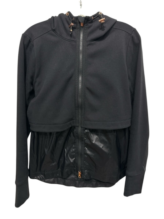 Athleta Size S Black Polyester Blend Bronze Hardware Zip Front Hood Jacket Black / S