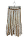 Madewell Size M Tan & White Cotton Elastic Waist Striped Midi Skirt Tan & White / M