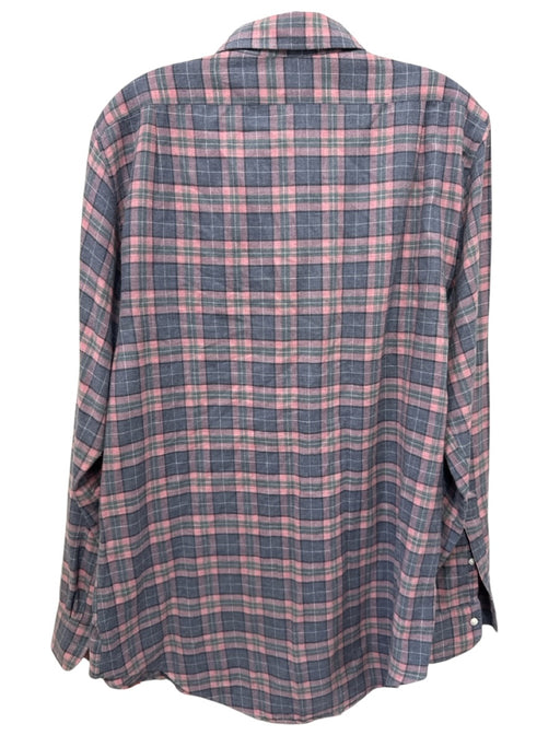Sid Mashburn Size M Gray & Pink Cotton Blend Plaid Flannel Long Sleeve Shirt Gray & Pink / M