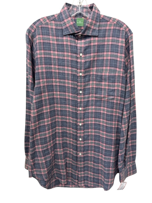 Sid Mashburn Size M Gray & Pink Cotton Blend Plaid Flannel Long Sleeve Shirt Gray & Pink / M