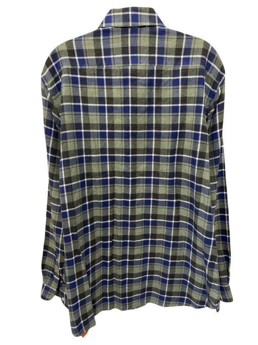Alan Paine Size M Green & Blue Wool Blend Plaid Flannel Men's Long Sleeve Shirt Green & Blue / M