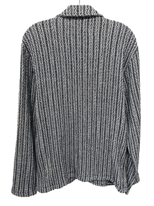 Mews Blue & White Cotton Blend Knit Patch Pocket 2 Button Men's Blazer Blue & White / L