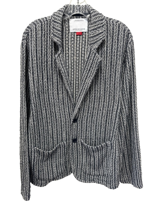 Mews Blue & White Cotton Blend Knit Patch Pocket 2 Button Men's Blazer Blue & White / L