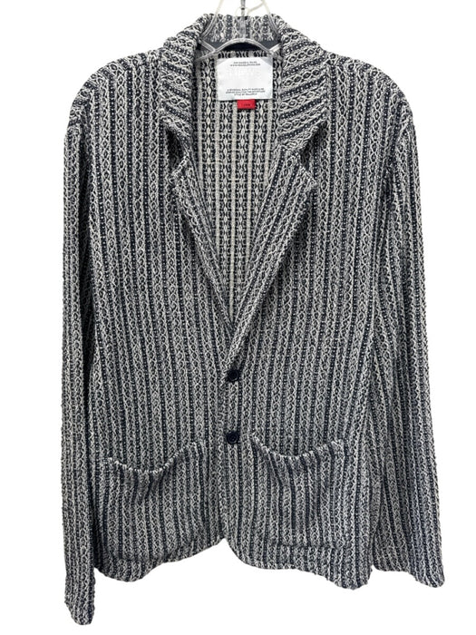 Mews Blue & White Cotton Blend Knit Patch Pocket 2 Button Men's Blazer Blue & White / L