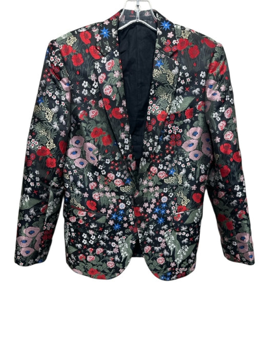 Love Binetti Size Est S Black & Multi Synthetic Jacquard Lapels Floral Blazer Black & Multi / Est S