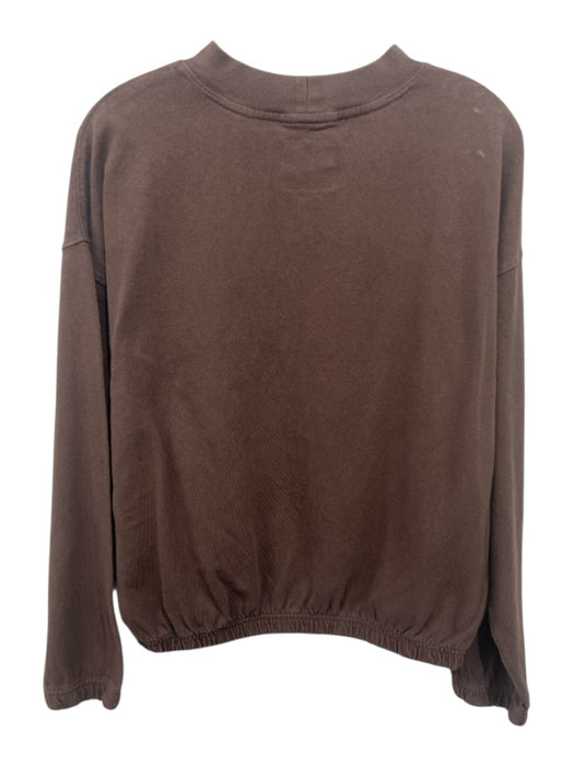 Le Bon Shoppe Size XS Brown Cotton Faded Crew Neck Elastic Hem Top Brown / XS