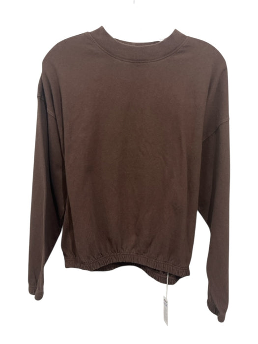 Le Bon Shoppe Size XS Brown Cotton Faded Crew Neck Elastic Hem Top Brown / XS